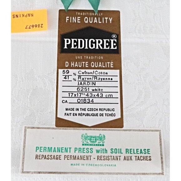 8  Vintage Damask White Napkins Pedigree NOS - Picture 4 of 4